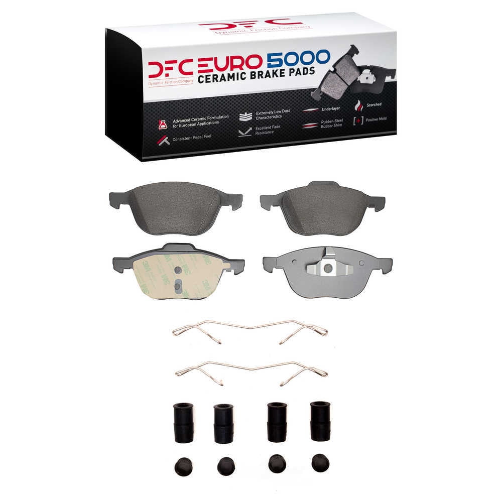 Dynamic Friction Company 1600-1044-01 DFC EURO 5000 Ceramic Brake Pads and Hardware Kit