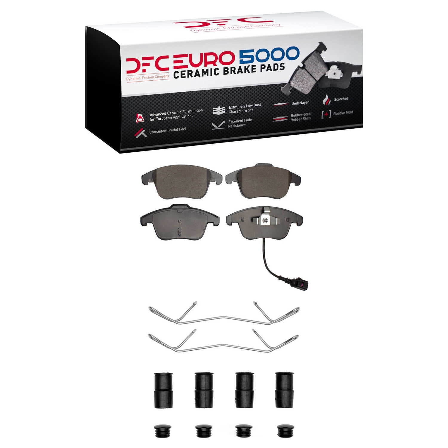 Dynamic Friction Company 1600-1375-01 DFC EURO 5000 Ceramic Brake Pads and Hardware Kit