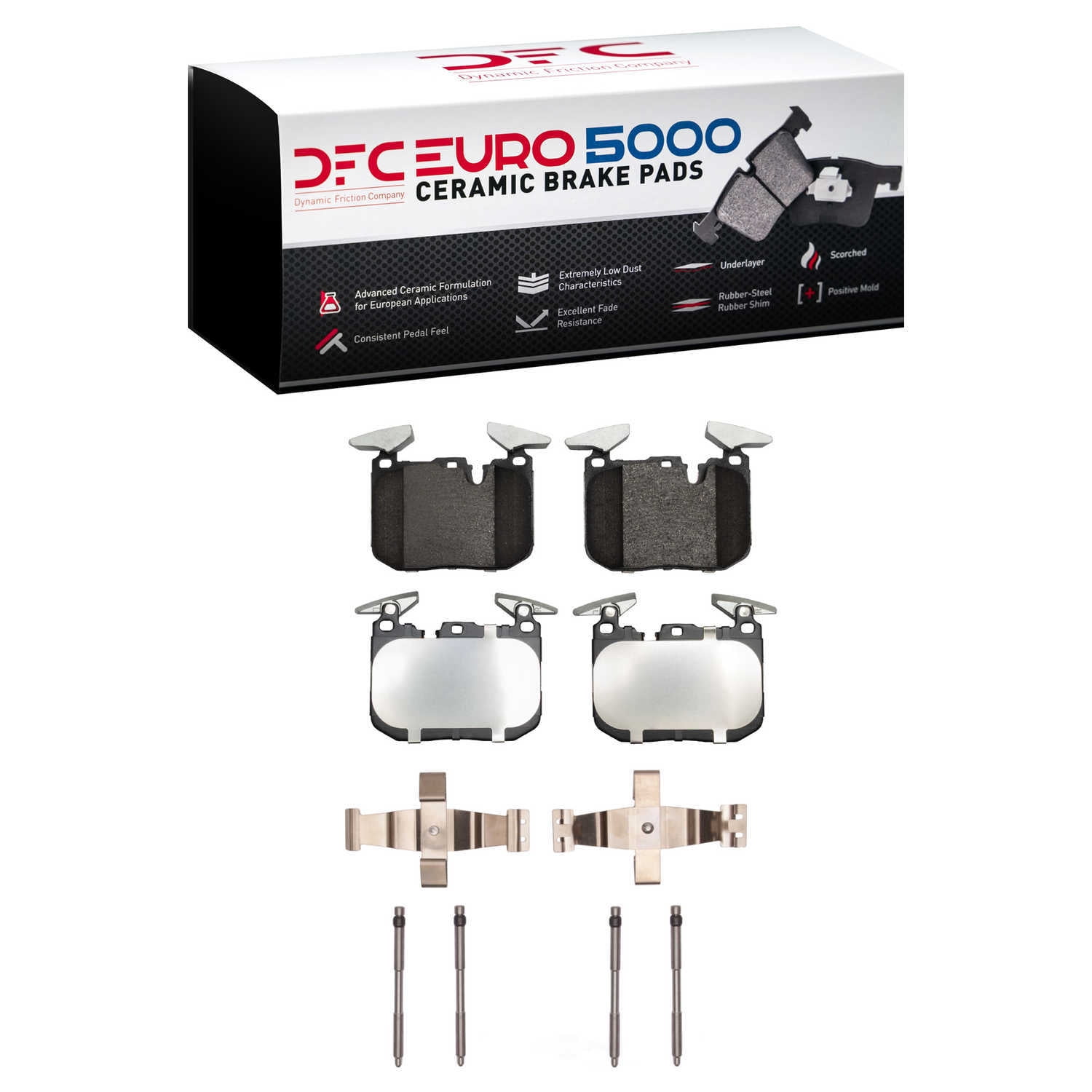 Dynamic Friction Company 1600-1609-01 DFC EURO 5000 Ceramic Brake Pads and Hardware Kit
