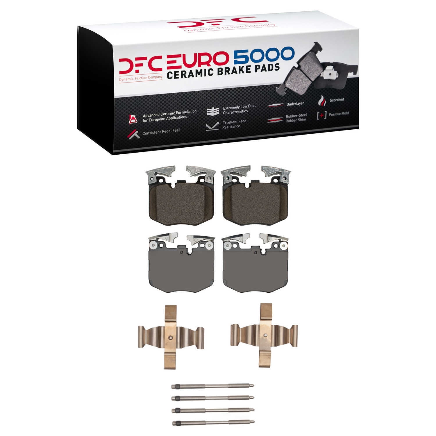 Dynamic Friction Company 1600-1867-01 DFC EURO 5000 Ceramic Brake Pads and Hardware Kit