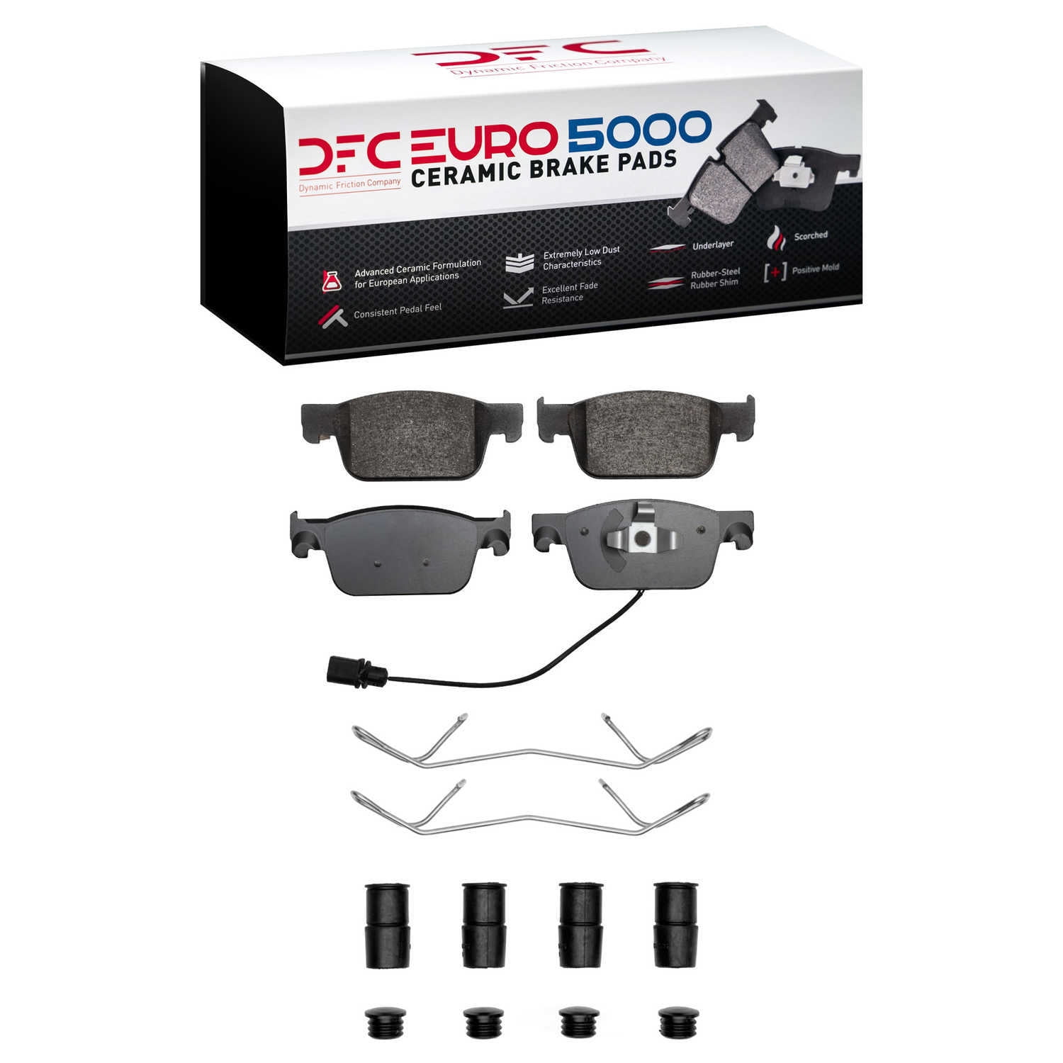 Dynamic Friction Company 1600-1953-01 DFC EURO 5000 Ceramic Brake Pads and Hardware Kit