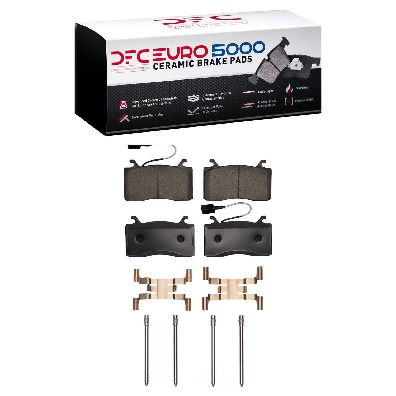 Dynamic Friction Company 1600-2052-01 DFC EURO 5000 Ceramic Brake Pads and Hardware Kit