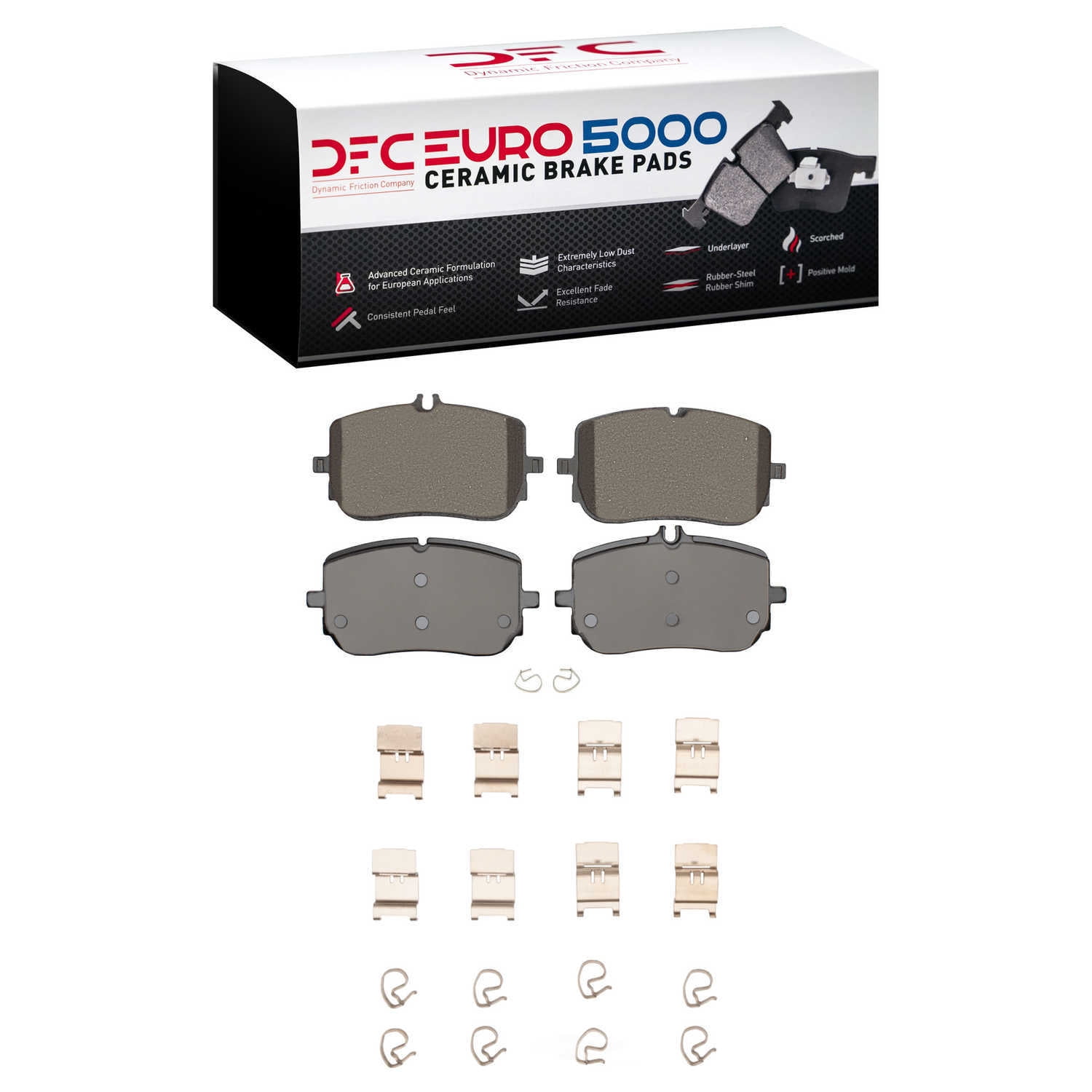 Dynamic Friction Company 1600-2206-01 DFC EURO 5000 Ceramic Brake Pads and Hardware Kit