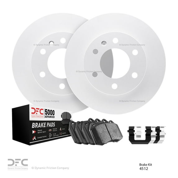 Dynamic Friction Company Front Brake Geospec Rotors with 5000 Advanced Brake Pads includes Hardware - 4512-73131