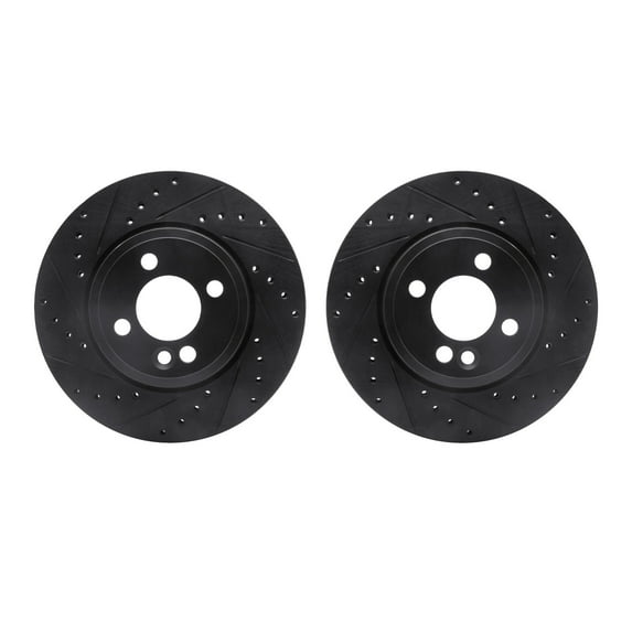 Dynamic Friction Company Front Brake Rotors-Drilled and Slotted-Black 8002-32002