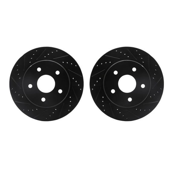 Dynamic Friction Company Front Brake Rotors-Drilled and Slotted-Black 8002-40006