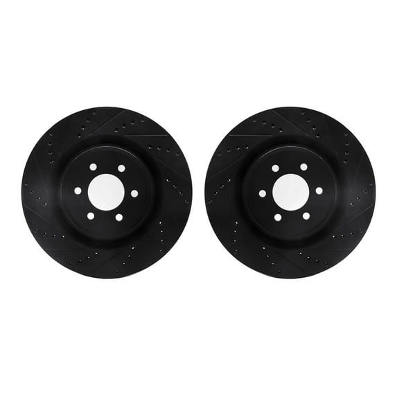 Dynamic Friction Company Front Brake Rotors-Drilled and Slotted-Black 8002-40076