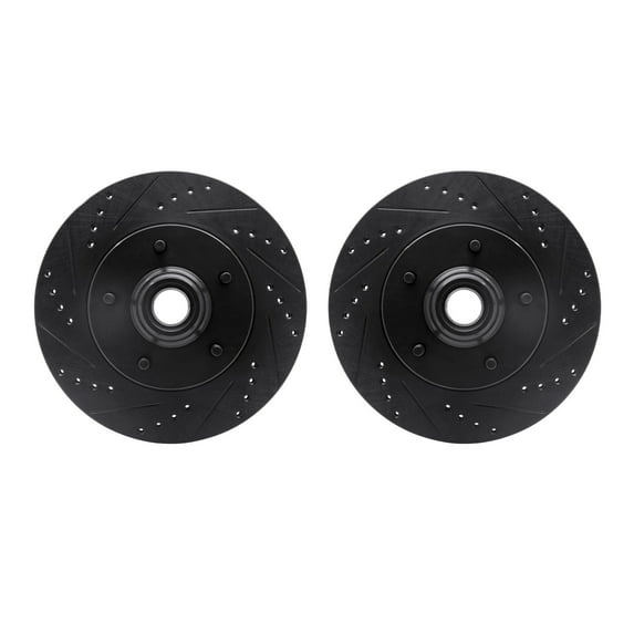 Dynamic Friction Company Front Brake Rotors-Drilled and Slotted-Black 8002-54085