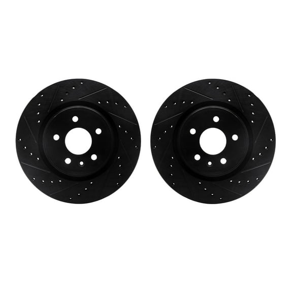 Dynamic Friction Company Front Brake Rotors-Drilled and Slotted-Black 8002-54135