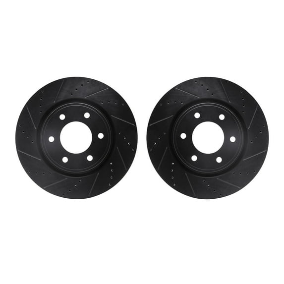 Dynamic Friction Company Front Brake Rotors-Drilled and Slotted-Black 8002-68009