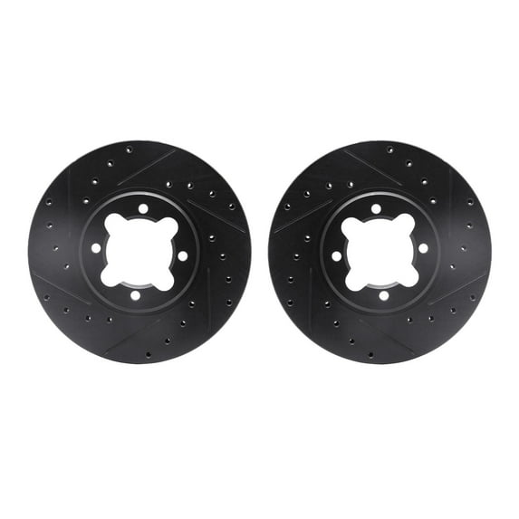 Dynamic Friction Company Front Brake Rotors-Drilled and Slotted-Black 8002-76037