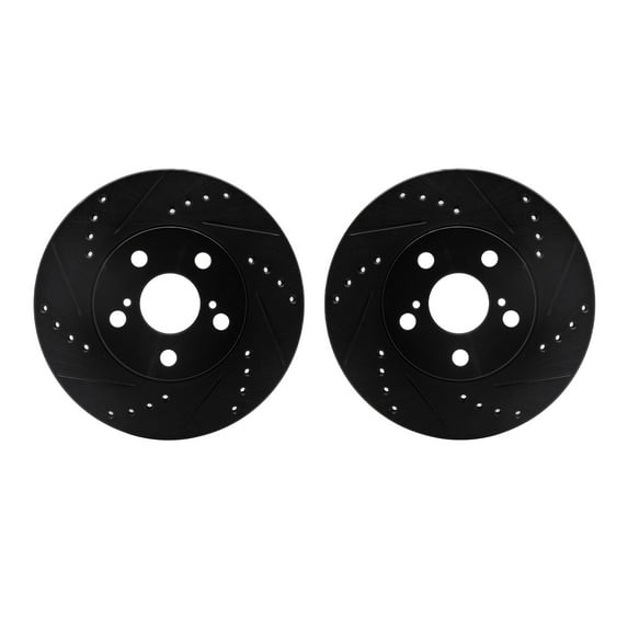 Dynamic Friction Company Front Brake Rotors-Drilled and Slotted-Black 8002-76045