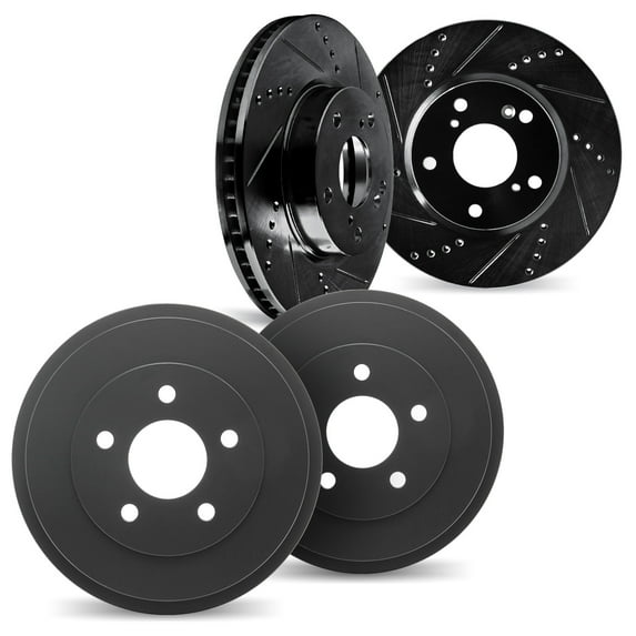 Dynamic Friction Company Front Brake Rotors Drilled and Slotted Black includes Brake Drums - 8004-47088