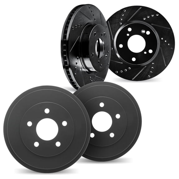 Dynamic Friction Company Front Brake Rotors Drilled and Slotted Black includes Brake Drums - 8004-48053