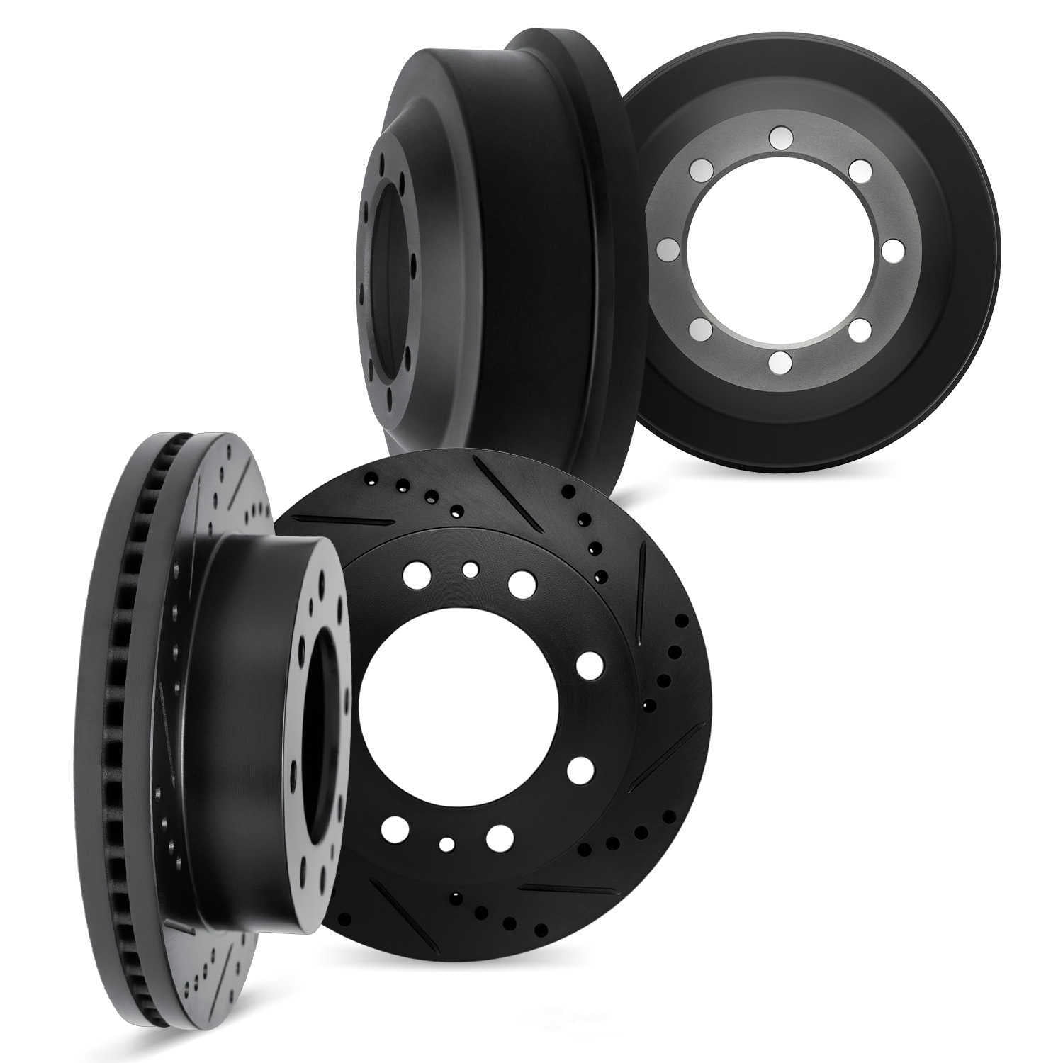 Dynamic Friction Company 8004-48073 DFC Rotors-Drilled and Slotted-Black includes DFC Drums