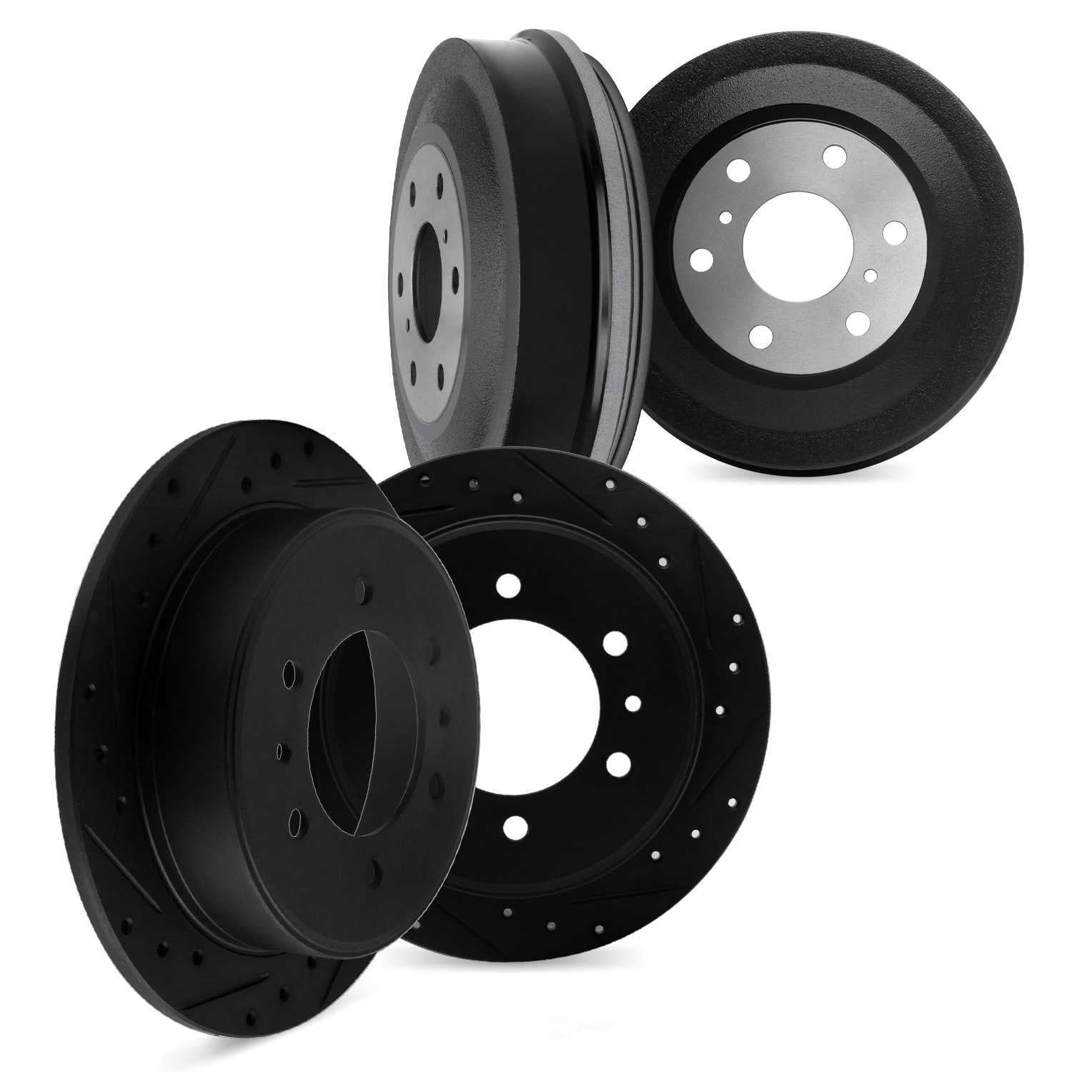 Dynamic Friction Company 8004-76034 DFC Rotors-Drilled and Slotted-Black includes DFC Drums