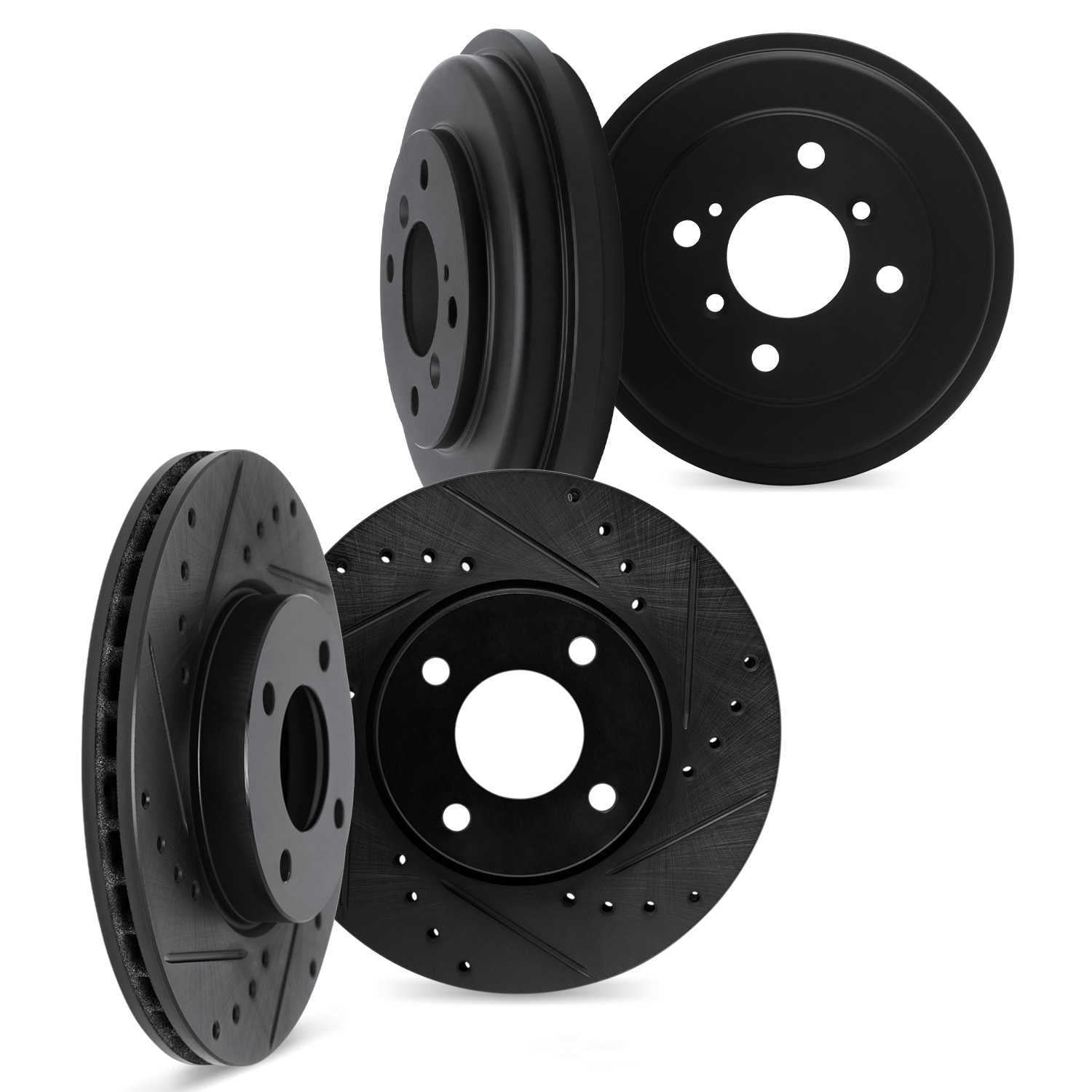 Dynamic Friction Company 8004-76056 DFC Rotors-Drilled and Slotted-Black includes DFC Drums