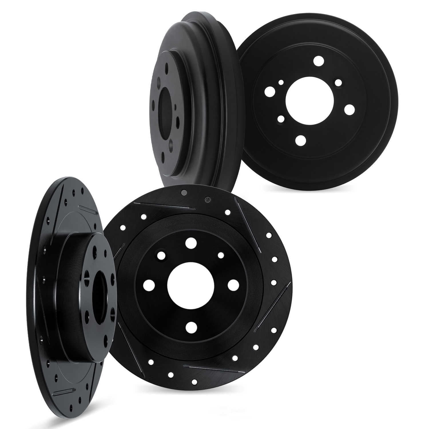 Dynamic Friction Company 8004-76077 DFC Rotors-Drilled and Slotted-Black includes DFC Drums