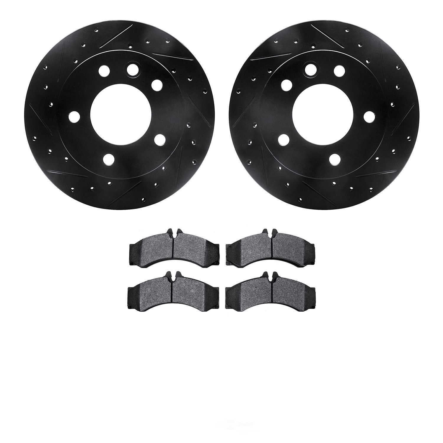 Dynamic Friction Company 8502-40258 DFC Rotors-Drilled and Slotted-Black with 5000 Advanced Brake