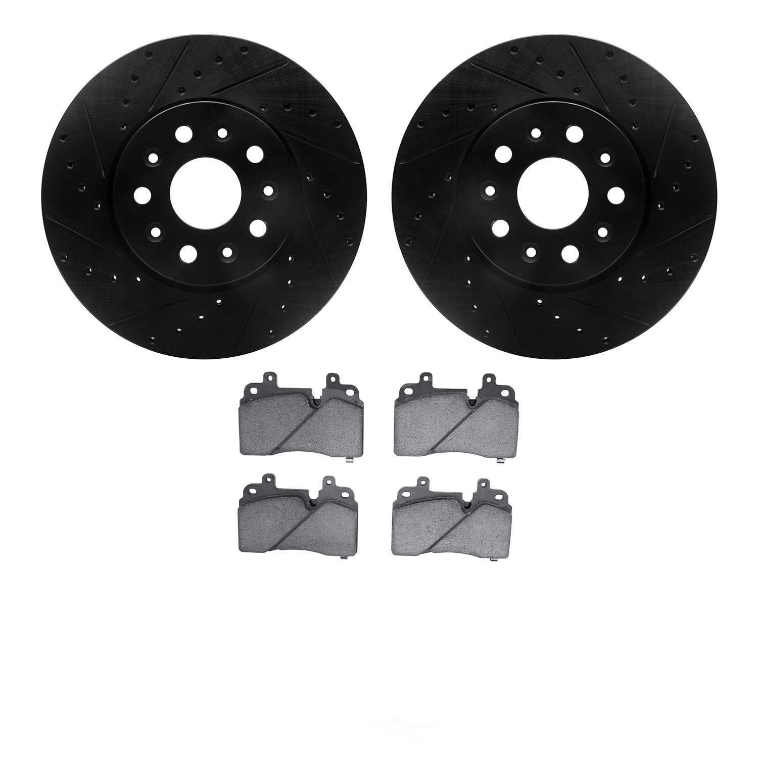 Dynamic Friction Company 8502-46039 DFC Rotors-Drilled and Slotted-Black with 5000 Advanced Brake