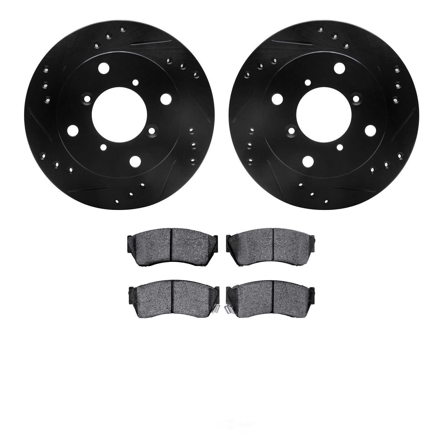 Dynamic Friction Company 8502-50007 DFC Rotors-Drilled and Slotted-Black with 5000 Advanced Brake