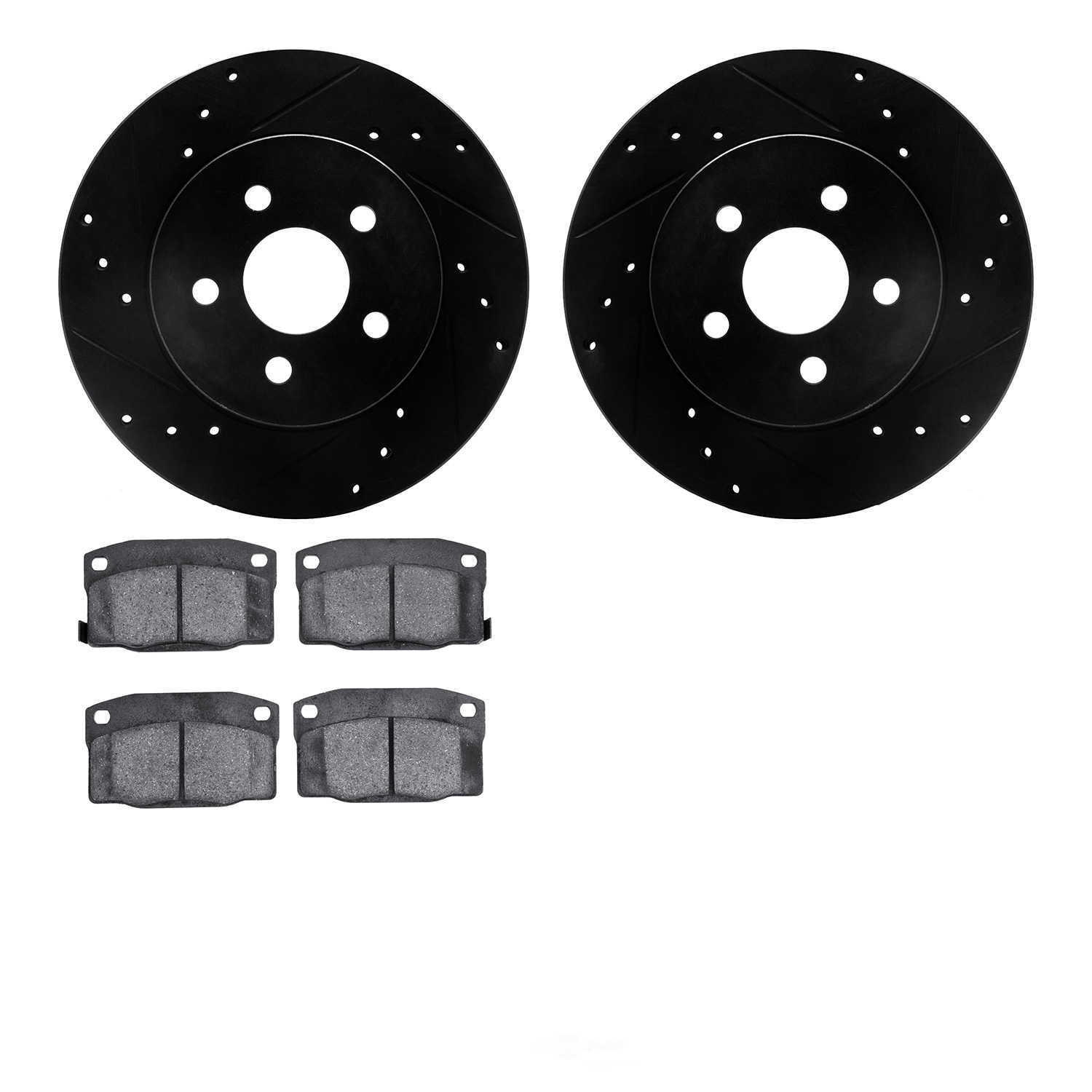 Dynamic Friction Company 8502-52028 DFC Rotors-Drilled and Slotted-Black with 5000 Advanced Brake