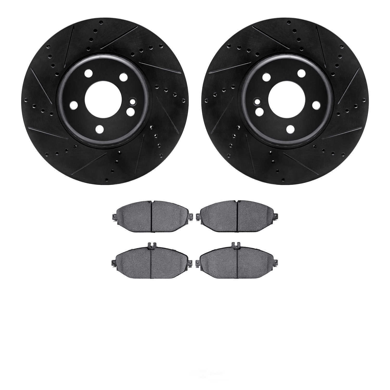 Dynamic Friction Company 8502-63061 DFC Rotors-Drilled and Slotted-Black with 5000 Advanced Brake