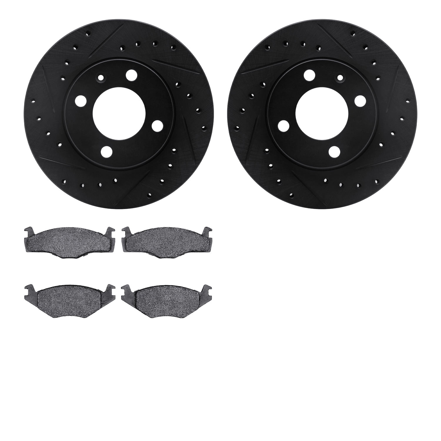 Dynamic Friction Company Front Brake Rotors-Drilled and Slotted-Black with 5000 Advanced Brake Pads 8502-74003