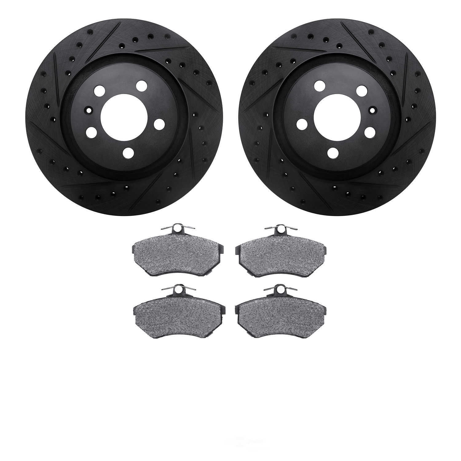 Dynamic Friction Company 8502-74012 DFC Rotors-Drilled and Slotted-Black with 5000 Advanced Brake
