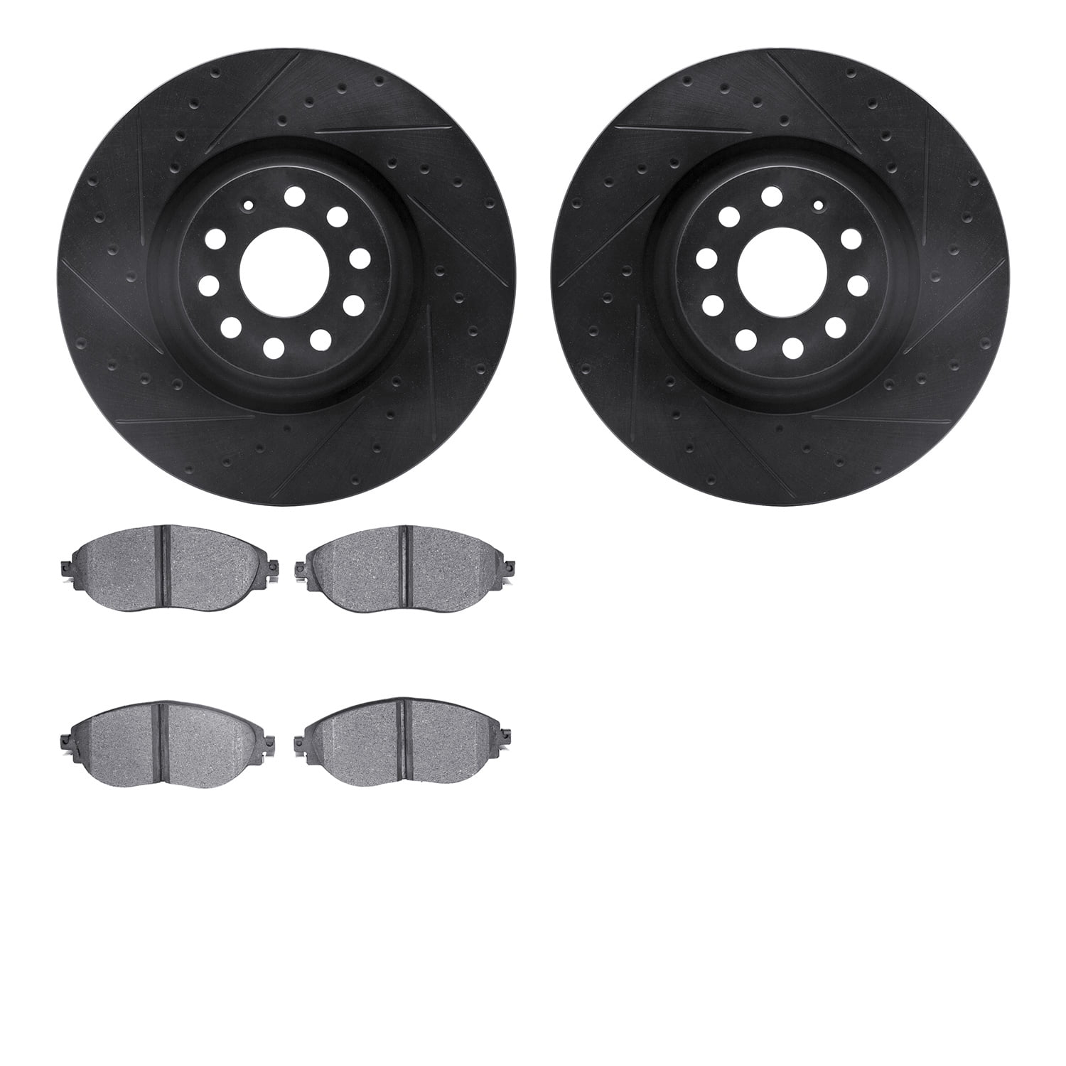 Dynamic Friction Company Front Brake Rotors-Drilled and Slotted-Black with 5000 Advanced Brake Pads 8502-74026