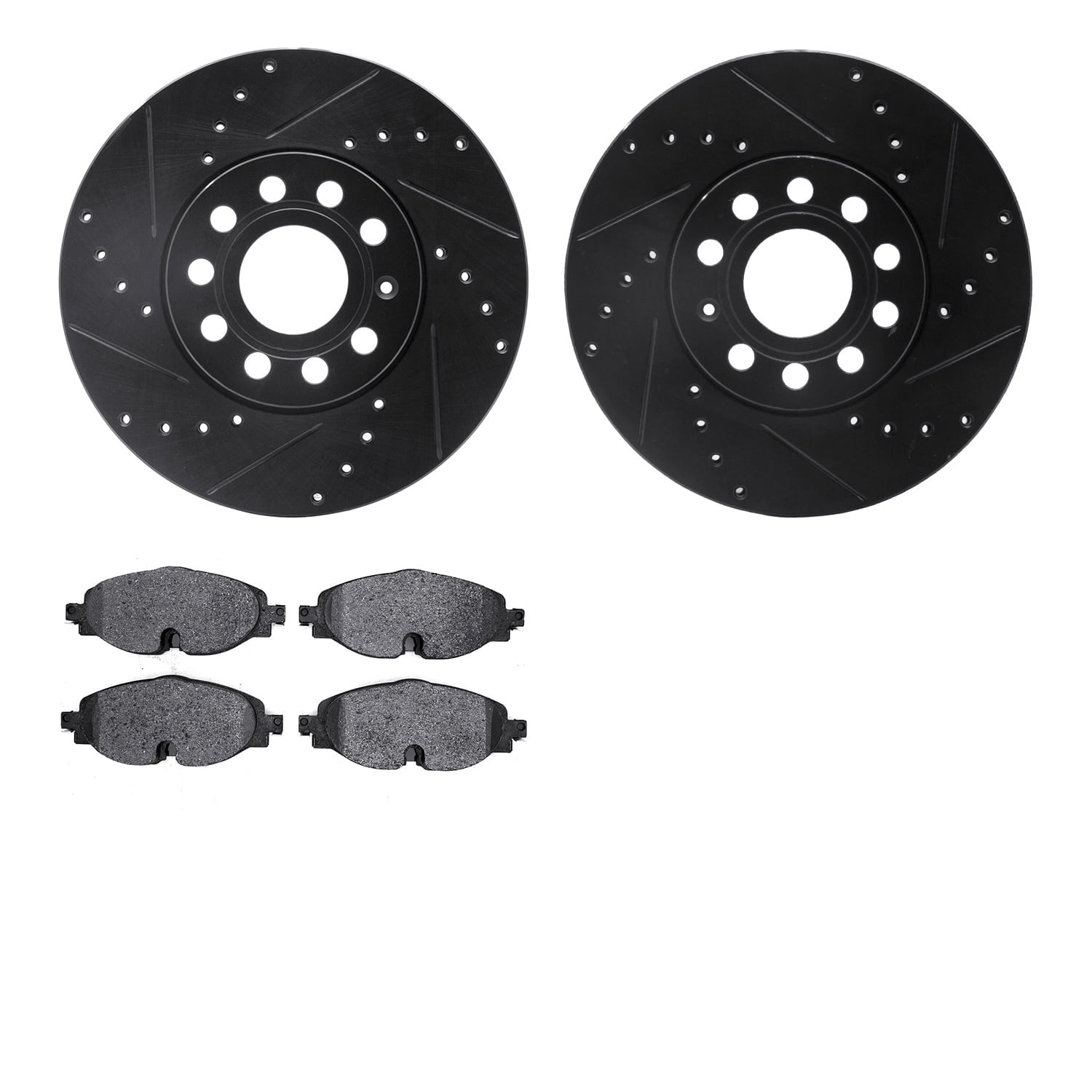 Dynamic Friction Company Front Brake Rotors-Drilled and Slotted-Black with 5000 Advanced Brake Pads 8502-74055