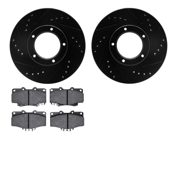 Dynamic Friction Company Front Brake Rotors-Drilled and Slotted-Black with 5000 Advanced Brake Pads 8502-76119