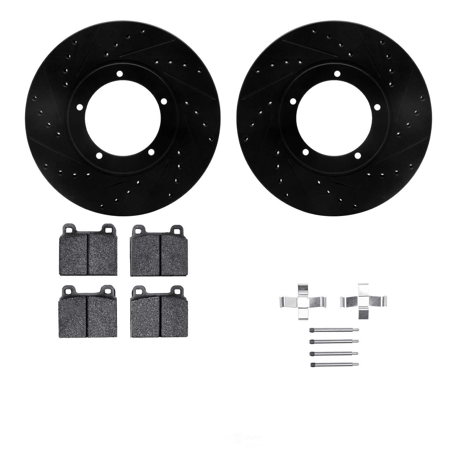 Dynamic Friction Company 8512-02004 DFC Rotors-Drilled and Slotted-Black with 5000 Advanced Brake