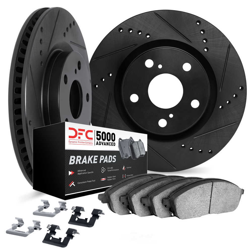 Dynamic Friction Company 8512-07006 DFC Rotors-Drilled and Slotted-Black with 5000 Advanced Brake