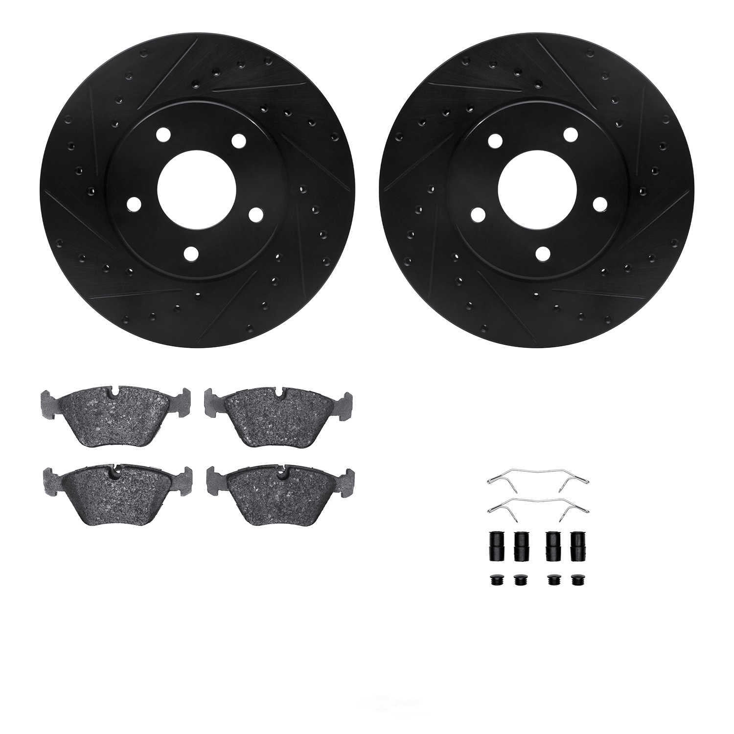 Dynamic Friction Company 8512-20006 DFC Rotors-Drilled and Slotted-Black with 5000 Advanced Brake