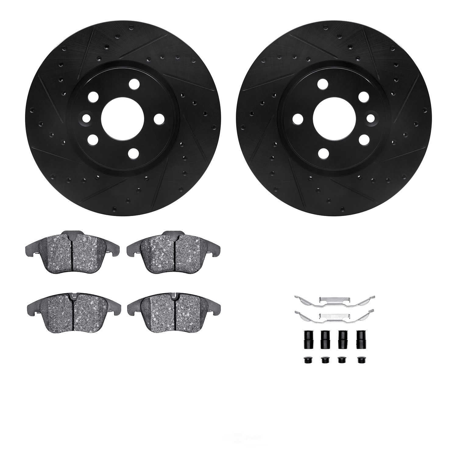 Dynamic Friction Company 8512-27059 DFC Rotors-Drilled and Slotted-Black with 5000 Advanced Brake