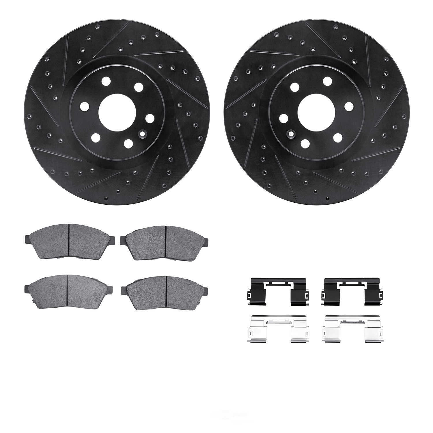Dynamic Friction Company 8512-46050 DFC Rotors-Drilled and Slotted-Black with 5000 Advanced Brake