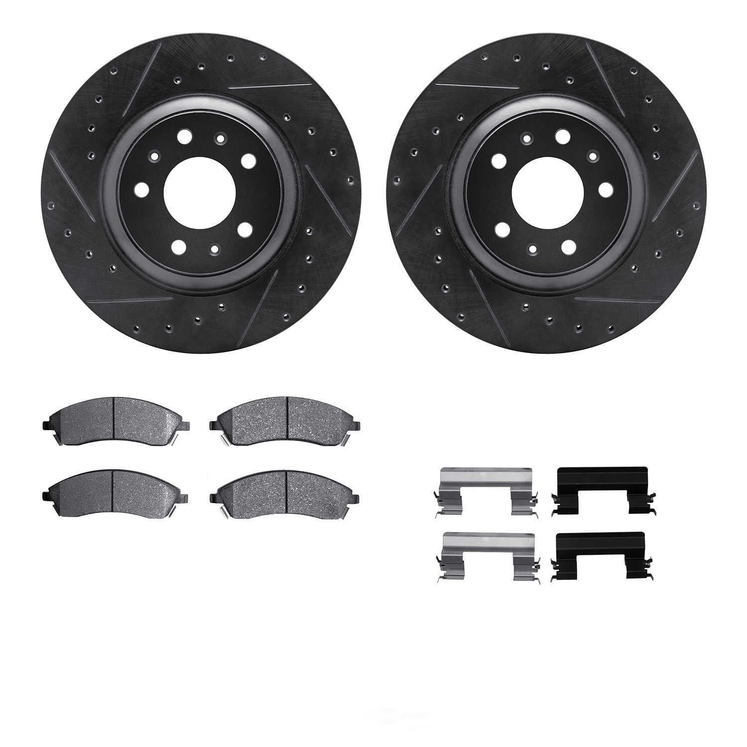 Dynamic Friction Company 8512-46139 DFC Rotors-Drilled and Slotted-Black with 5000 Advanced Brake