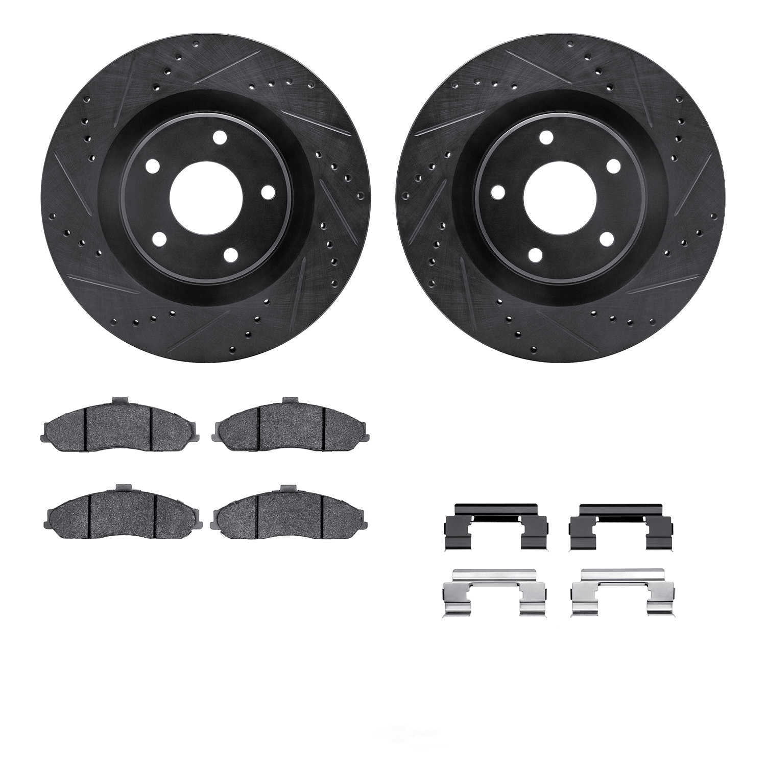 Dynamic Friction Company 8512-46146 DFC Rotors-Drilled and Slotted-Black with 5000 Advanced Brake