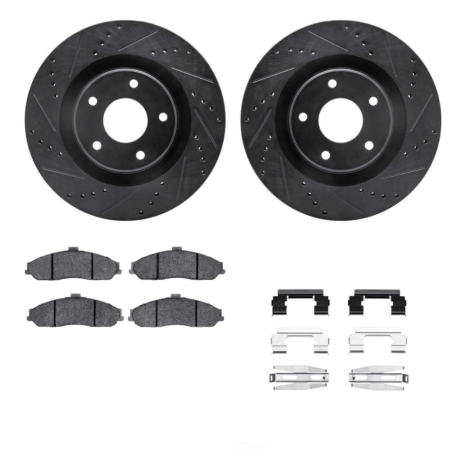 Dynamic Friction Company 8512-46154 DFC Rotors-Drilled and Slotted-Black with 5000 Advanced Brake