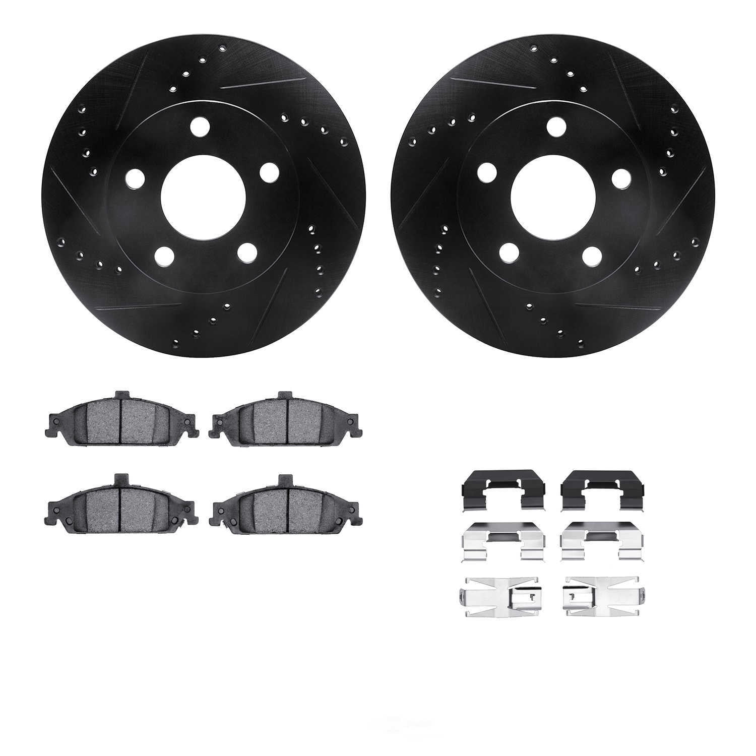 Dynamic Friction Company 8512-47011 DFC Rotors-Drilled and Slotted-Black with 5000 Advanced Brake