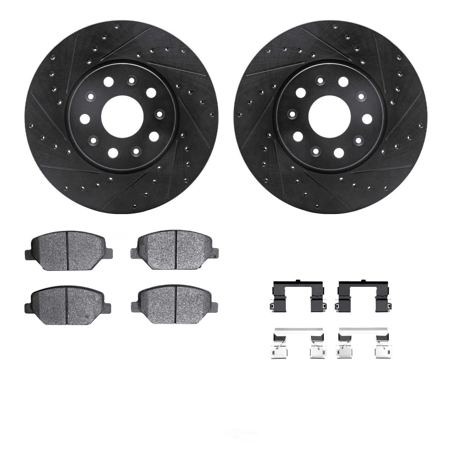 Dynamic Friction Company 8512-47037 DFC Rotors-Drilled and Slotted-Black with 5000 Advanced Brake