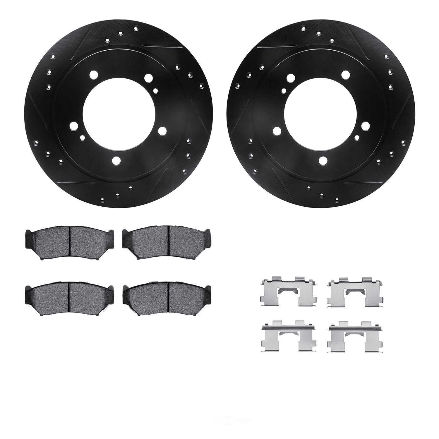 Dynamic Friction Company 8512-47039 DFC Rotors-Drilled and Slotted-Black with 5000 Advanced Brake