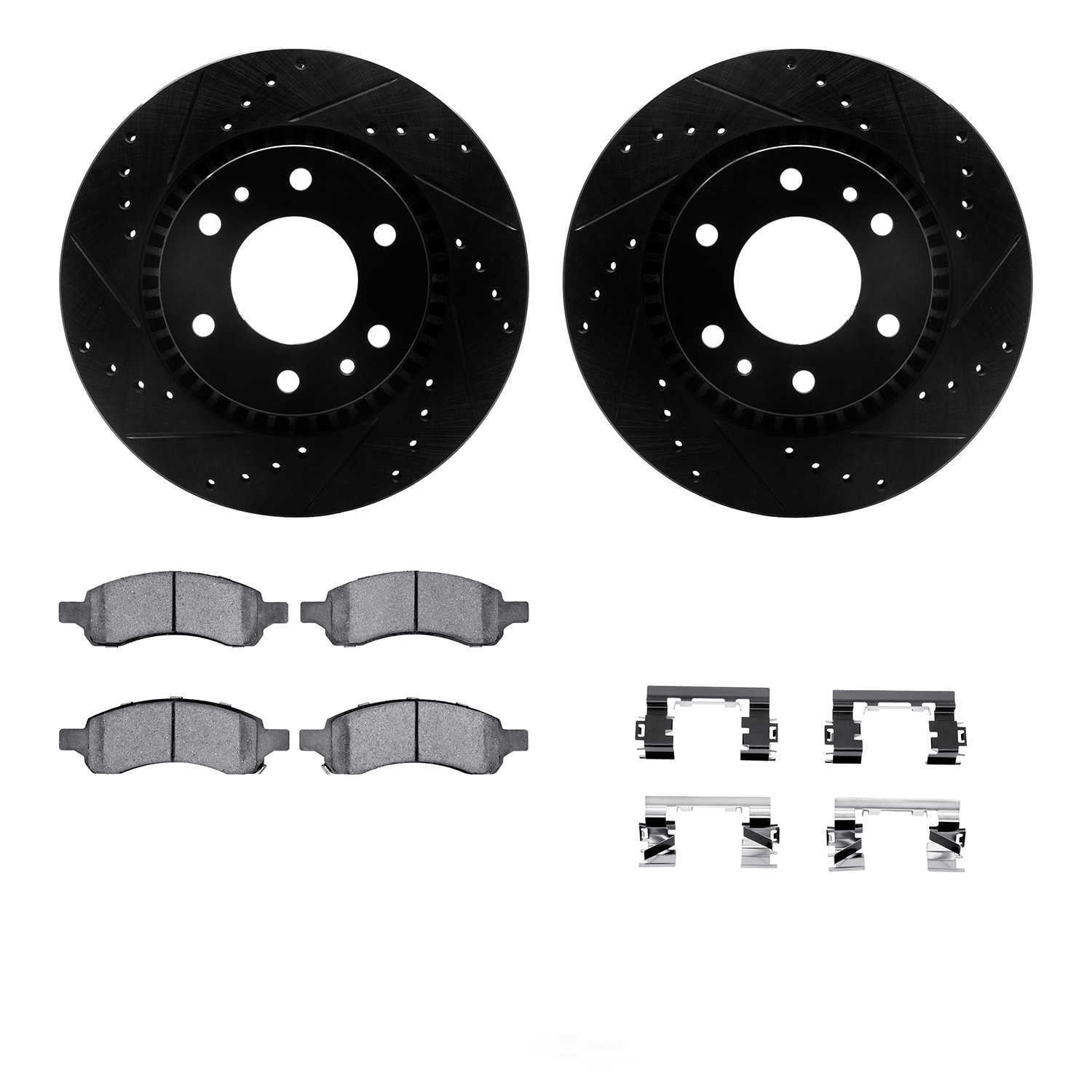 Dynamic Friction Company 8512-48059 DFC Rotors-Drilled and Slotted-Black with 5000 Advanced Brake