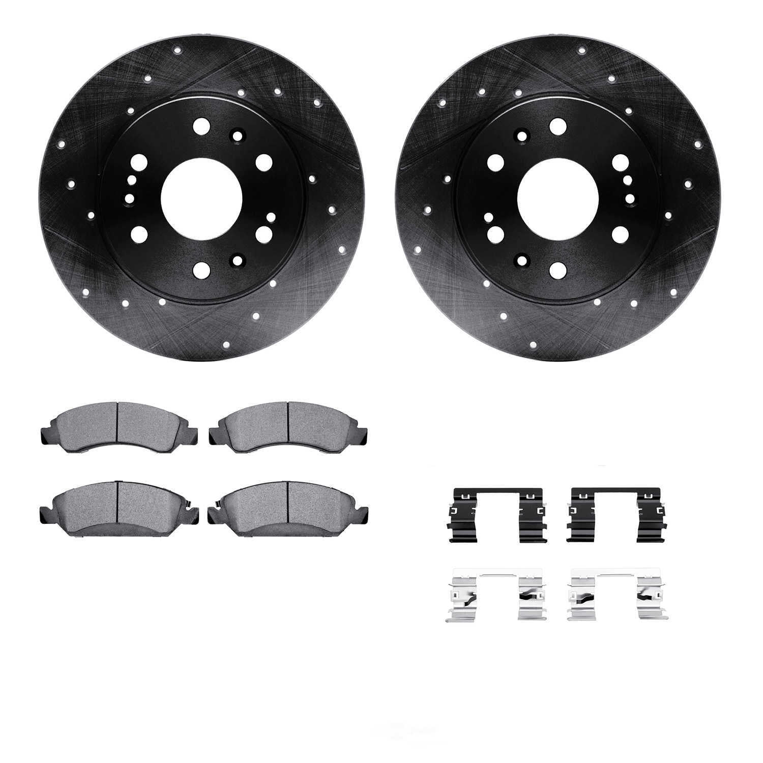 Dynamic Friction Company 8512-48065 DFC Rotors-Drilled and Slotted-Black with 5000 Advanced Brake