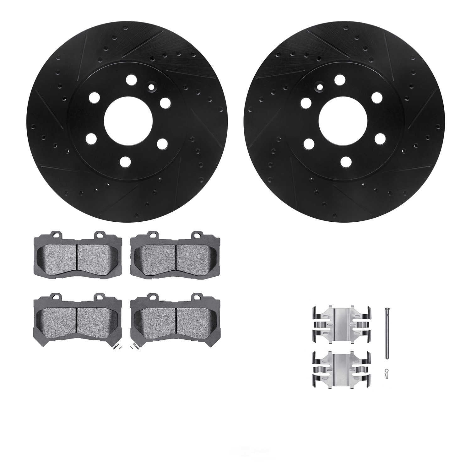 Dynamic Friction Company 8512-48071 DFC Rotors-Drilled and Slotted-Black with 5000 Advanced Brake