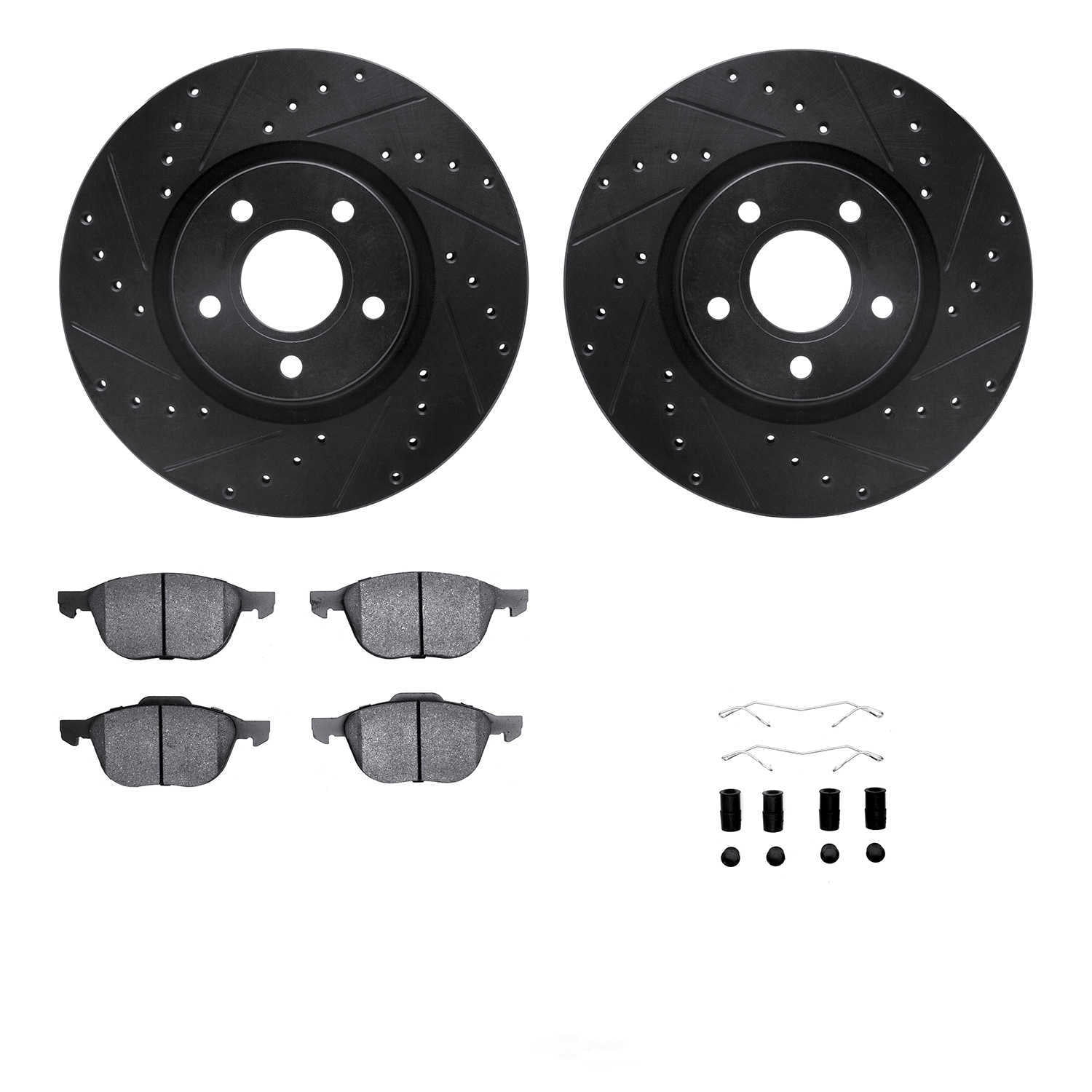 Dynamic Friction Company 8512-54076 DFC Rotors-Drilled and Slotted-Black with 5000 Advanced Brake