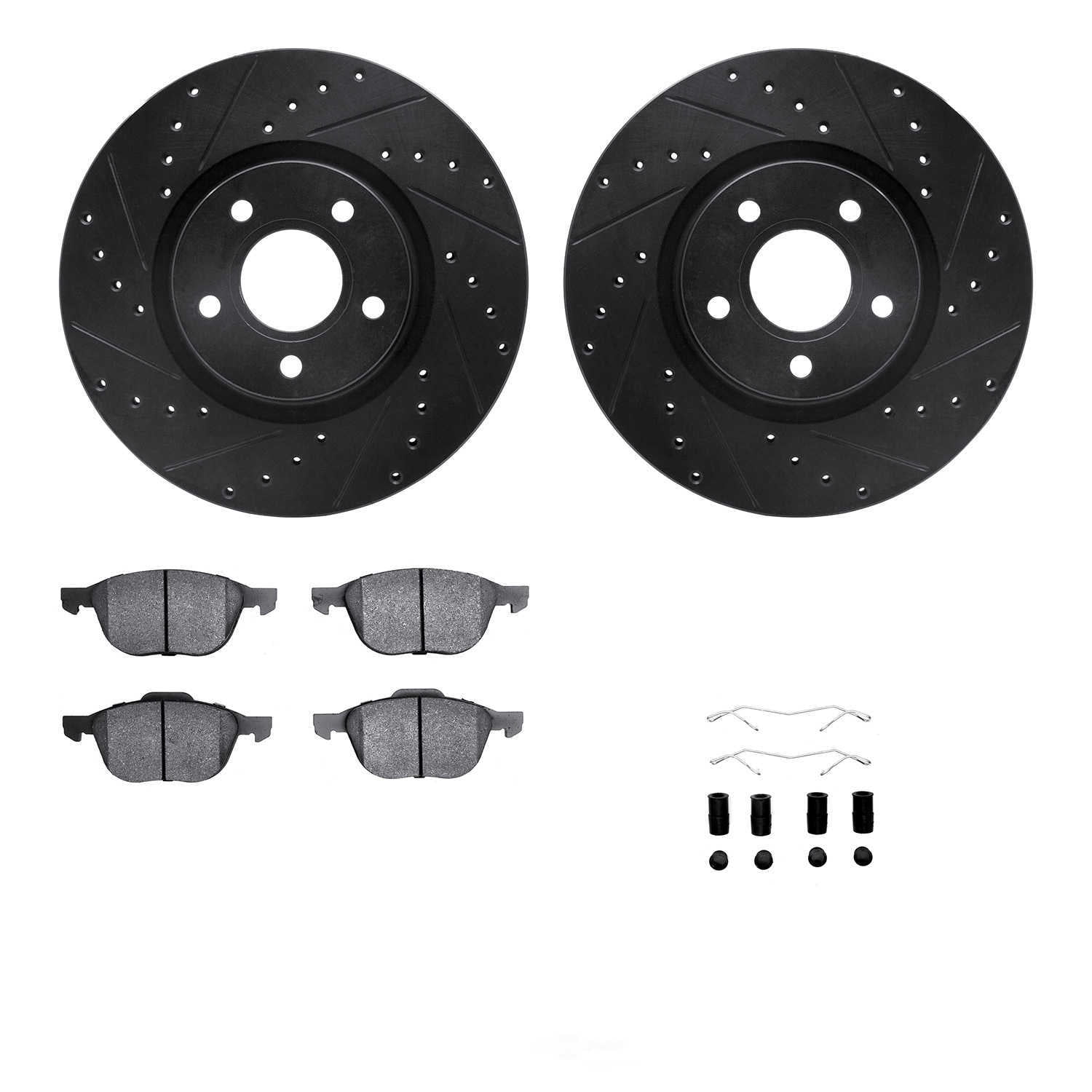 Dynamic Friction Company 8512-54077 DFC Rotors-Drilled and Slotted-Black with 5000 Advanced Brake