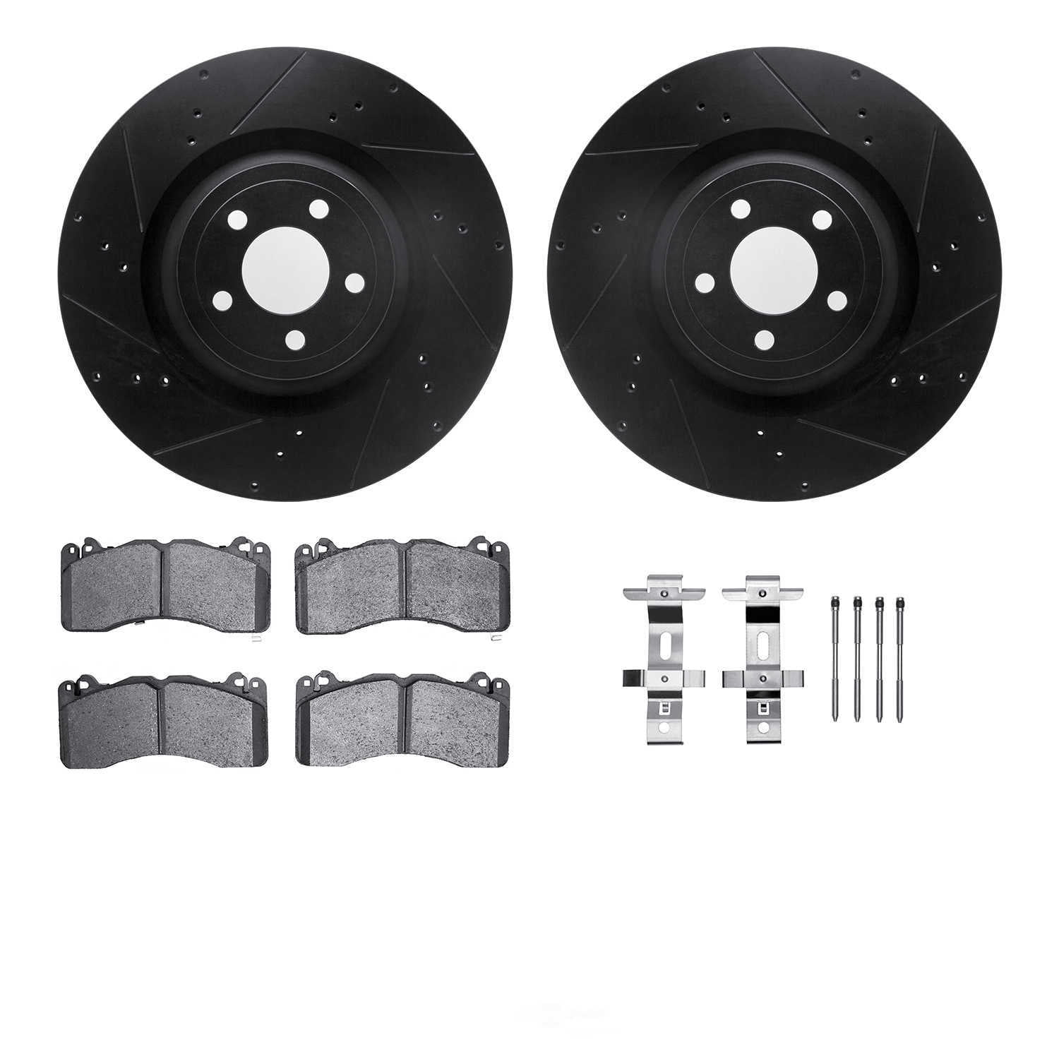 Dynamic Friction Company 8512-54086 DFC Rotors-Drilled and Slotted-Black with 5000 Advanced Brake
