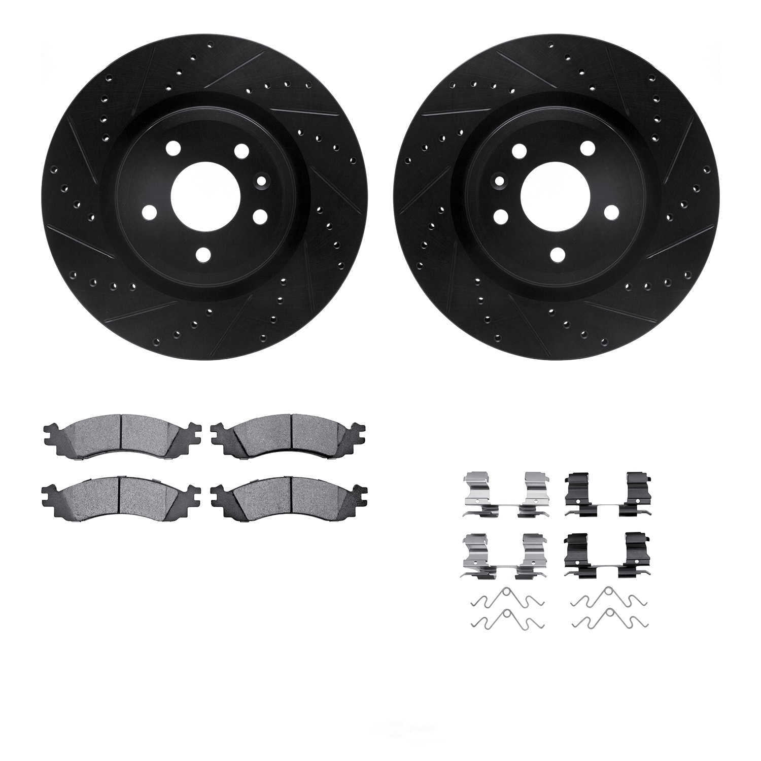 Dynamic Friction Company 8512-54099 DFC Rotors-Drilled and Slotted-Black with 5000 Advanced Brake